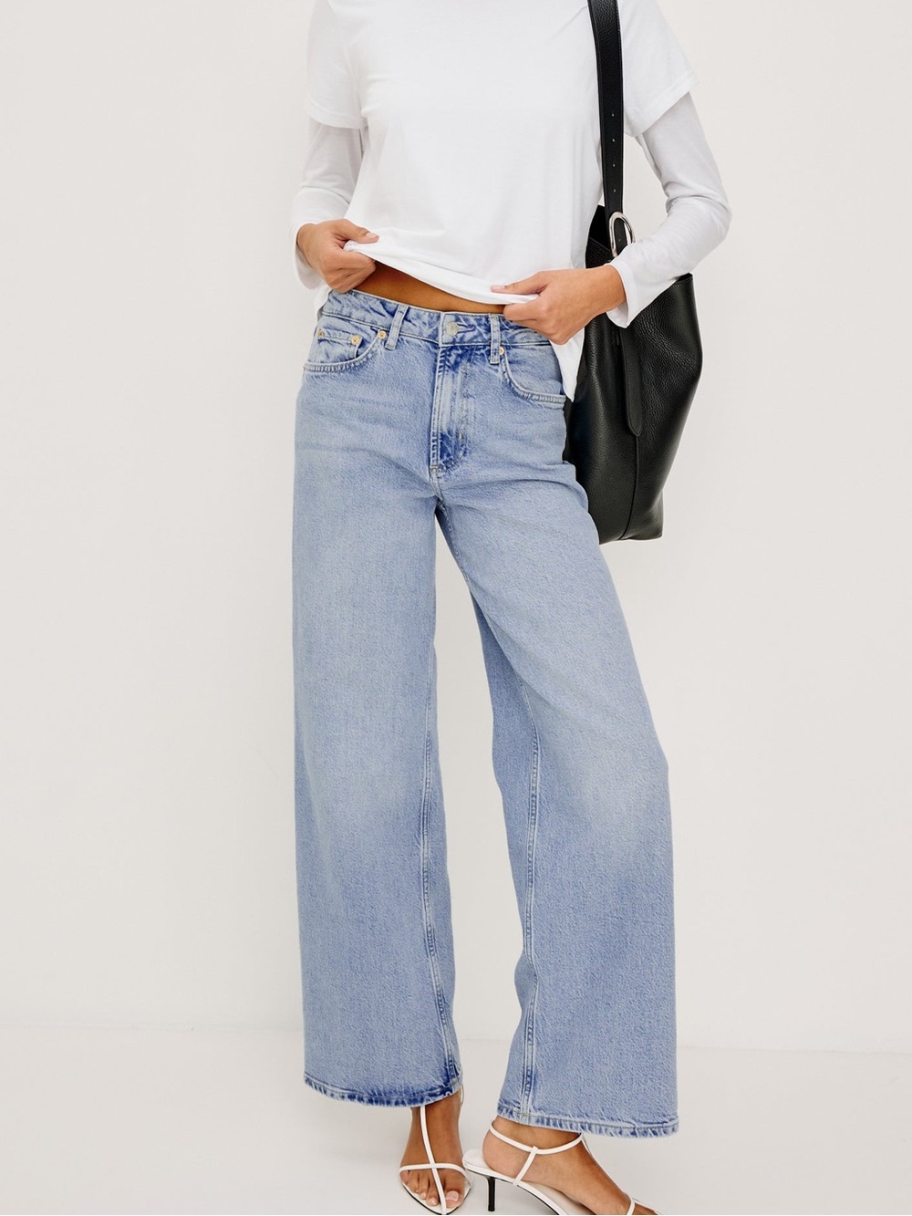 Rails The Getty Crop High Rise Cropped Wide Leg Jeans with Stitch detailing